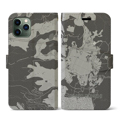 【丹那盆地（静岡県）】地図柄iPhoneケース（手帳タイプ）モノトーン・iPhone 12 mini 用