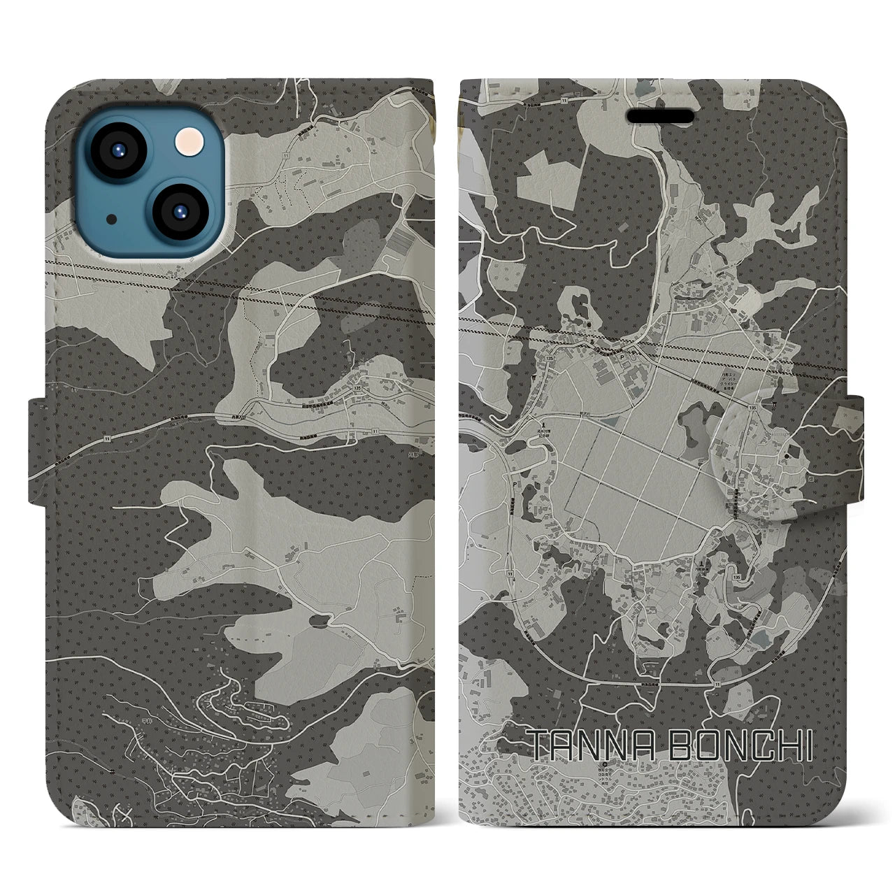 【丹那盆地（静岡県）】地図柄iPhoneケース（手帳タイプ）