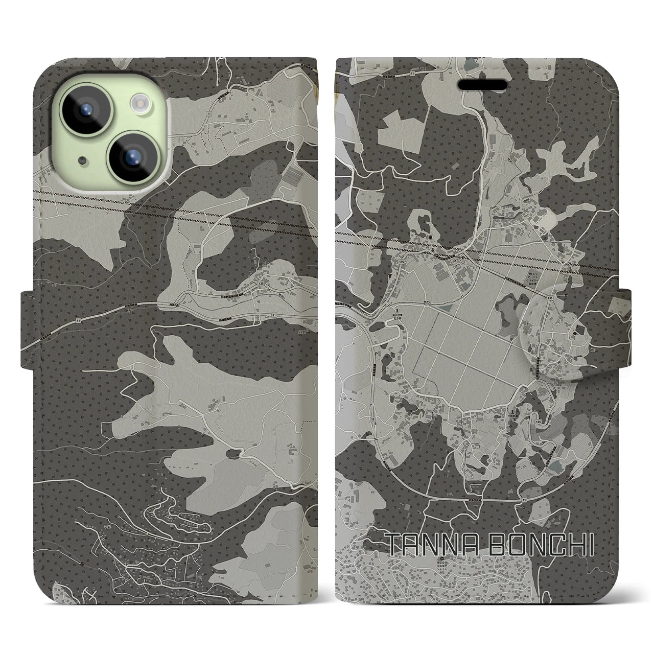 【丹那盆地（静岡県）】地図柄iPhoneケース（手帳タイプ）