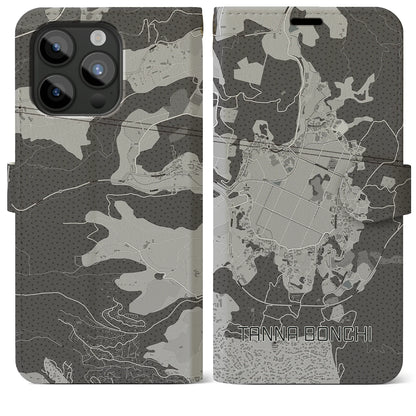 【丹那盆地（静岡県）】地図柄iPhoneケース（手帳タイプ）モノトーン・iPhone 15 Pro Max 用