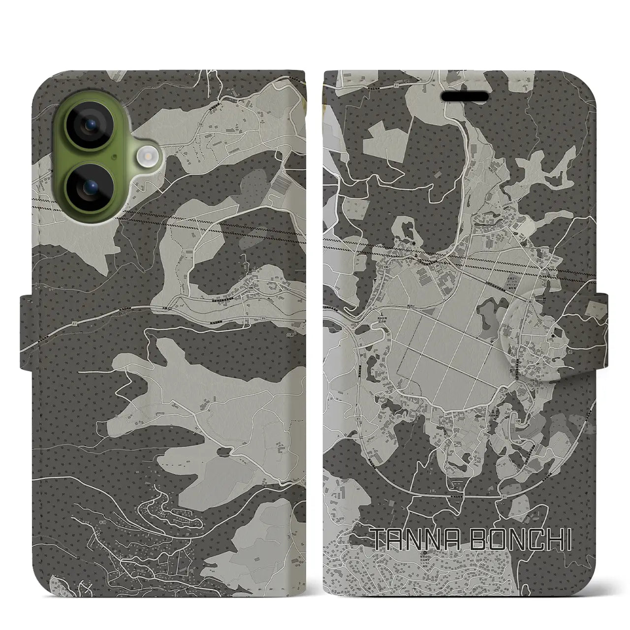 【丹那盆地（静岡県）】地図柄iPhoneケース（手帳タイプ）