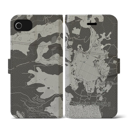 【丹那盆地（静岡県）】地図柄iPhoneケース（手帳タイプ）モノトーン・iPhone SE（第3 / 第2世代） / 8 / 7 / 6s / 6 用