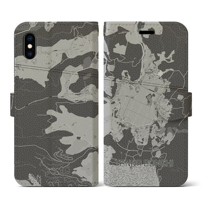 【丹那盆地（静岡県）】地図柄iPhoneケース（手帳タイプ）モノトーン・iPhone XS Max 用
