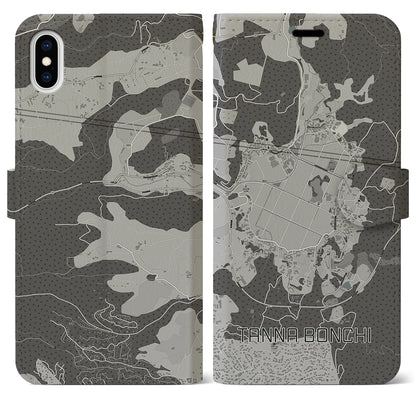 【丹那盆地（静岡県）】地図柄iPhoneケース（手帳タイプ）モノトーン・iPhone 11 用