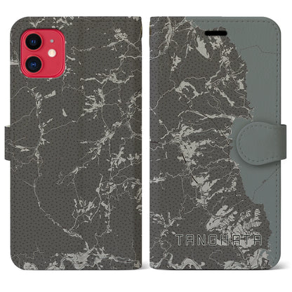 【田野畑（岩手県）】地図柄iPhoneケース（手帳タイプ）モノトーン・iPhone 11 用