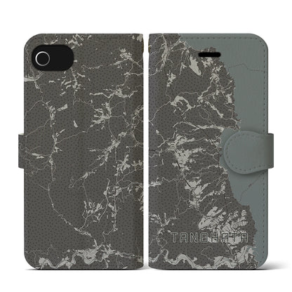 【田野畑（岩手県）】地図柄iPhoneケース（手帳タイプ）モノトーン・iPhone SE（第3 / 第2世代） / 8 / 7 / 6s / 6 用