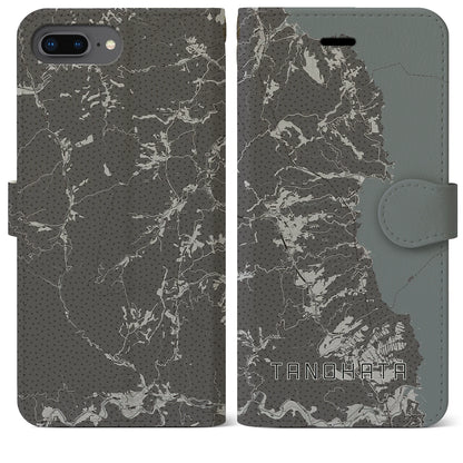 【田野畑（岩手県）】地図柄iPhoneケース（手帳タイプ）モノトーン・iPhone 8Plus /7Plus / 6sPlus / 6Plus 用