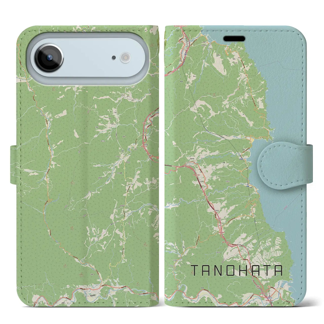 【田野畑（岩手県）】地図柄iPhoneケース（手帳タイプ）ナチュラル・iPhone 17 Pro Max 用