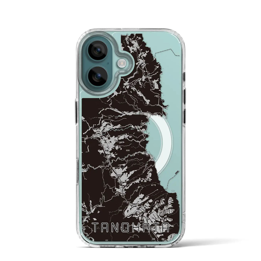 【田野畑（岩手県）】地図柄iPhoneケース（MagSafeタイプ）モノトーン・iPhone 16 Pro 用