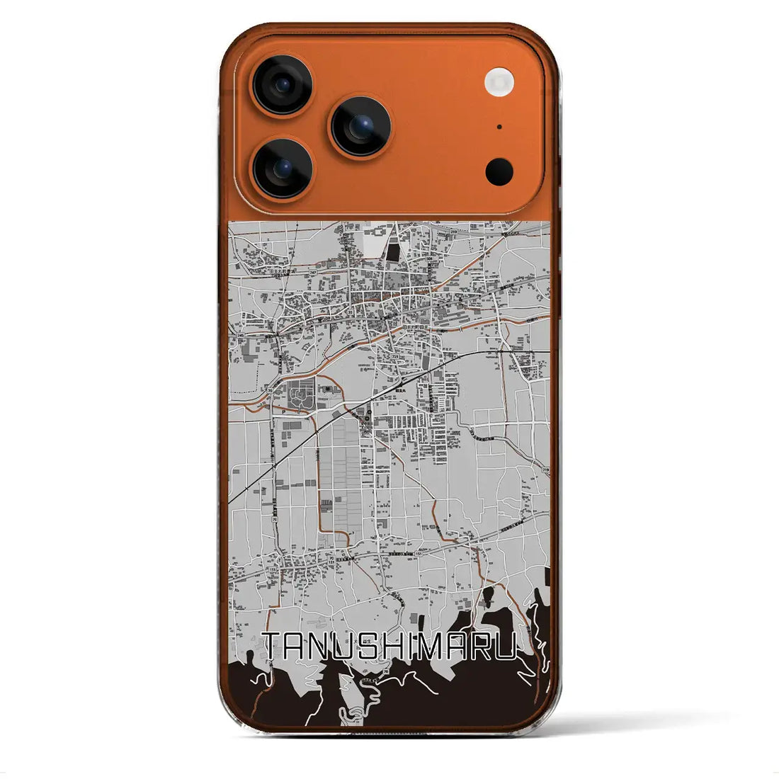 【田主丸(福岡県)】地図柄iPhoneケース(クリアタイプ)モノトーン・iPhone 17 Pro Max 用