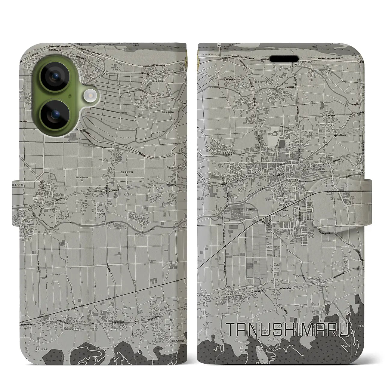 【田主丸（福岡県）】地図柄iPhoneケース（手帳タイプ）
