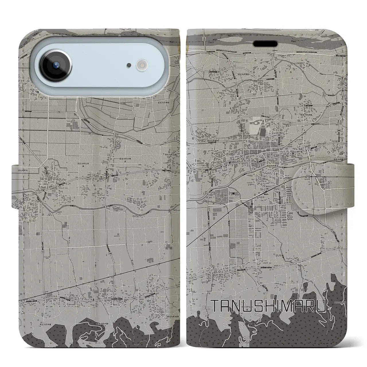 【田主丸（福岡県）】地図柄iPhoneケース（手帳タイプ）