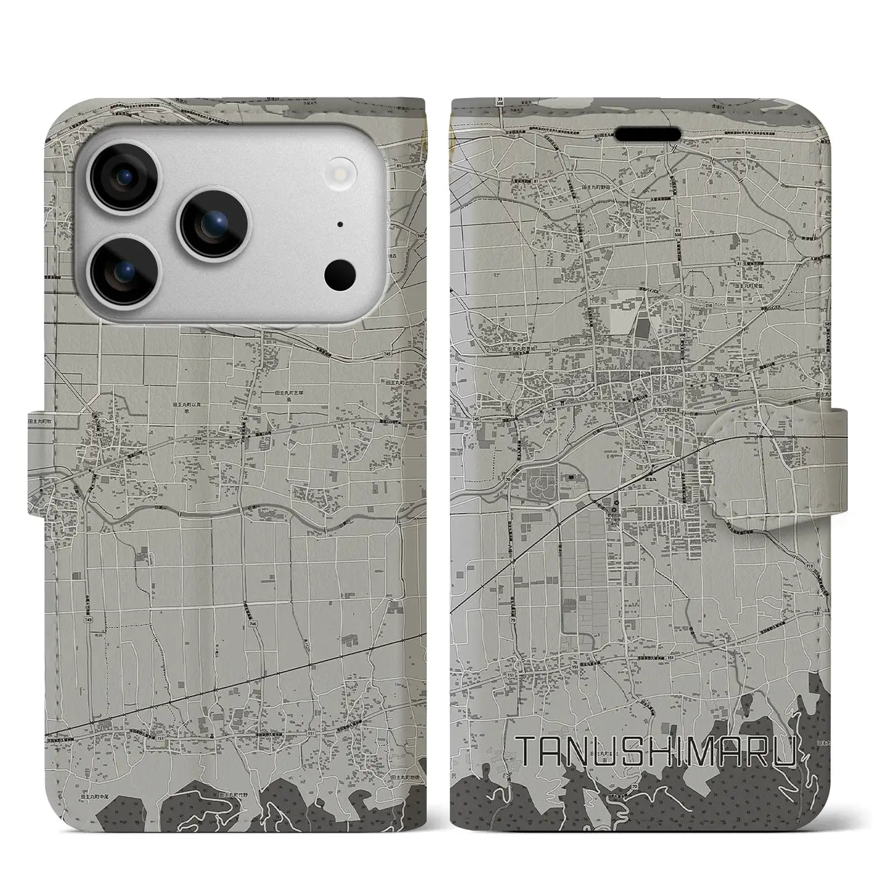 【田主丸（福岡県）】地図柄iPhoneケース（手帳タイプ）