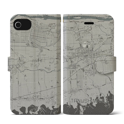 【田主丸（福岡県）】地図柄iPhoneケース（手帳タイプ）モノトーン・iPhone SE（第3 / 第2世代） / 8 / 7 / 6s / 6 用