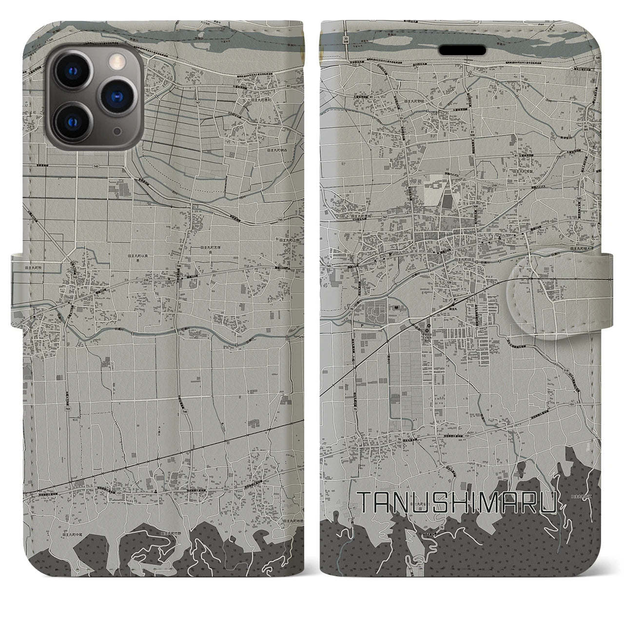 【田主丸（福岡県）】地図柄iPhoneケース（手帳タイプ）