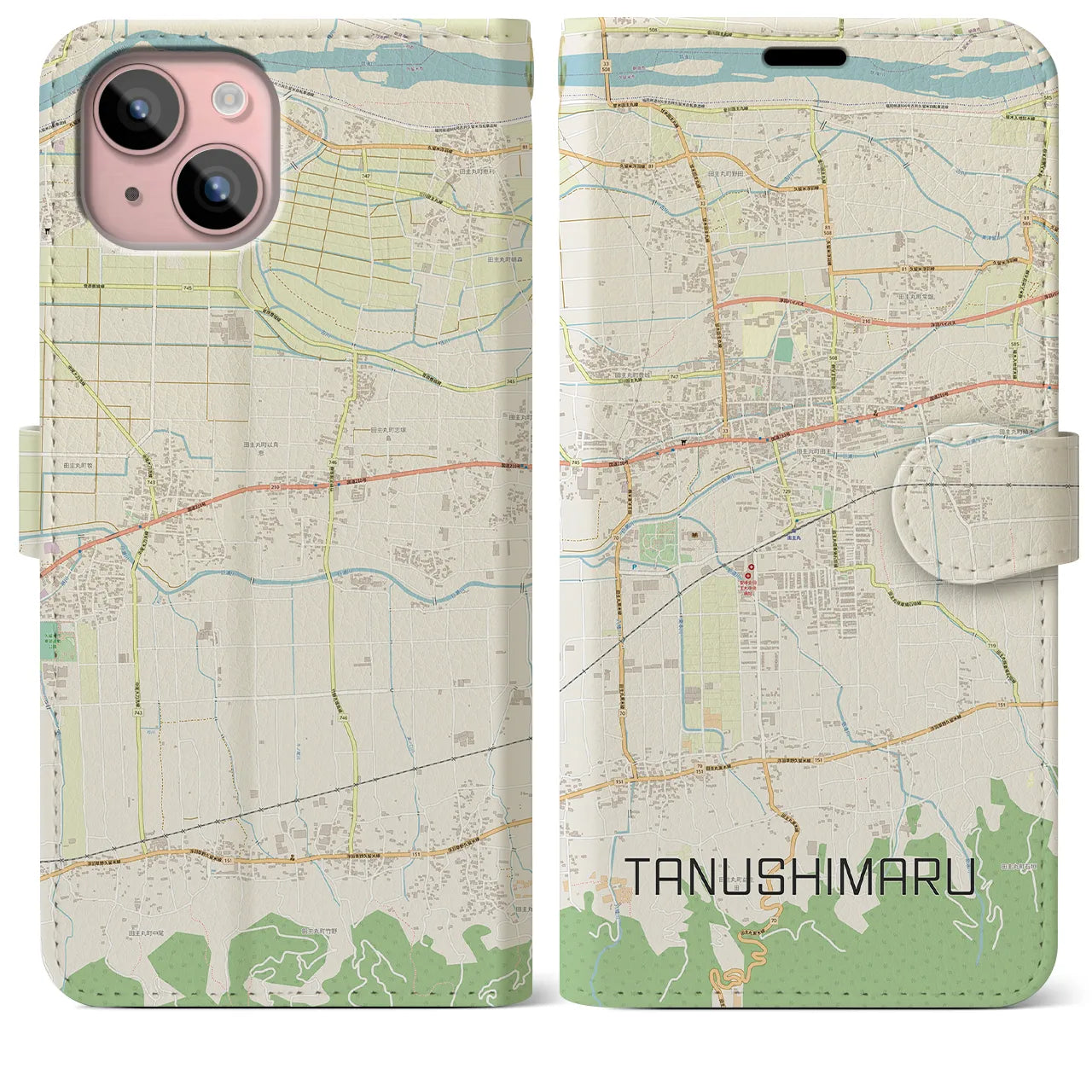 【田主丸（福岡県）】地図柄iPhoneケース（手帳タイプ）