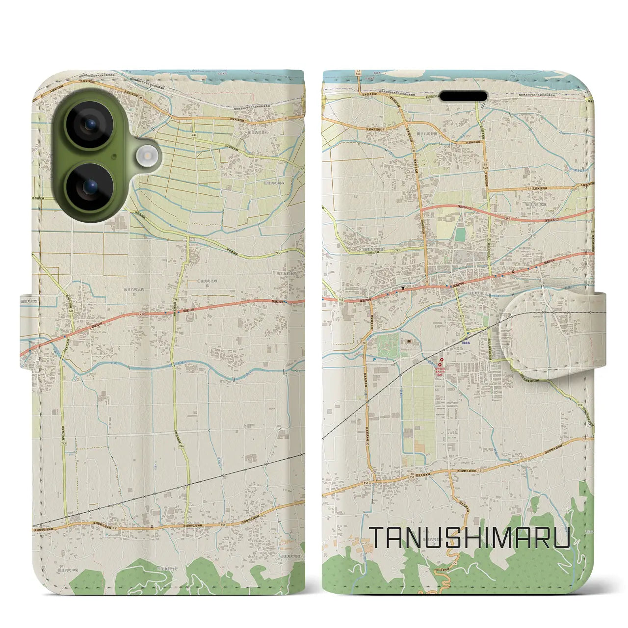 【田主丸（福岡県）】地図柄iPhoneケース（手帳タイプ）