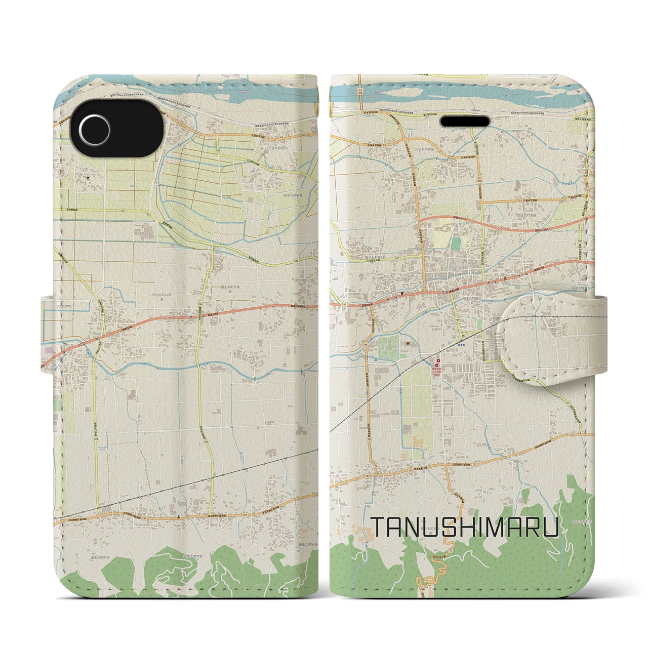 【田主丸（福岡県）】地図柄iPhoneケース（手帳タイプ）