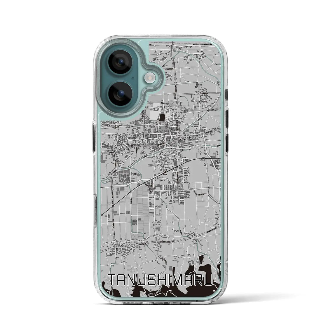 【田主丸(福岡県)】地図柄iPhoneケース(MagSafeタイプ)モノトーン・iPhone 16 Pro 用