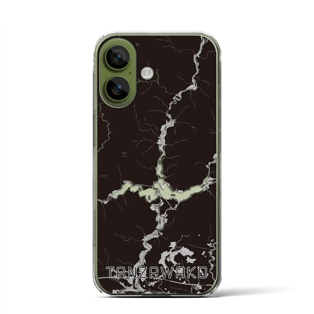 【丹沢湖（神奈川県）】地図柄iPhoneケース（クリアタイプ）