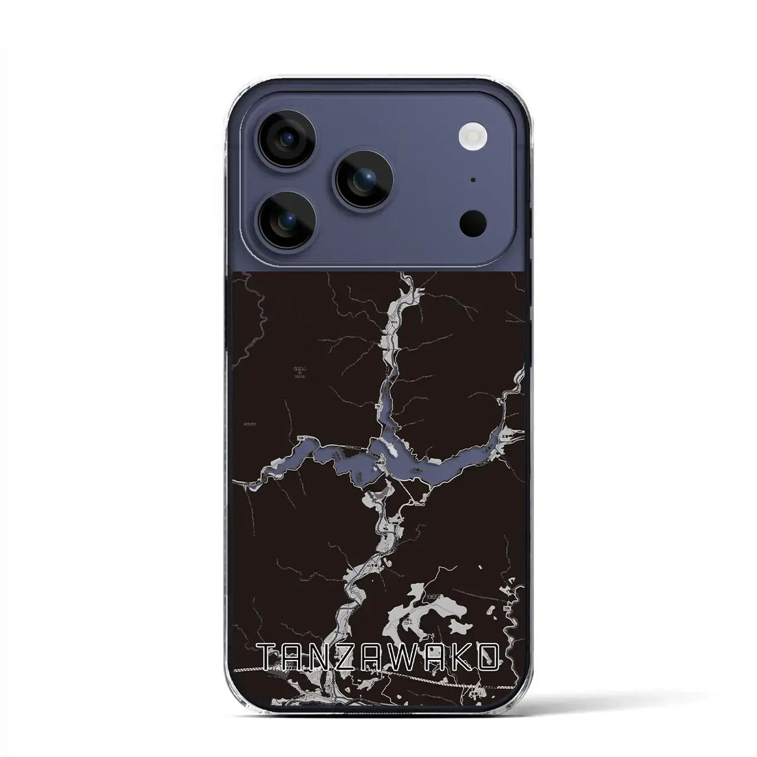 【丹沢湖（神奈川県）】地図柄iPhoneケース（クリアタイプ）モノトーン・iPhone 17 Pro Max 用