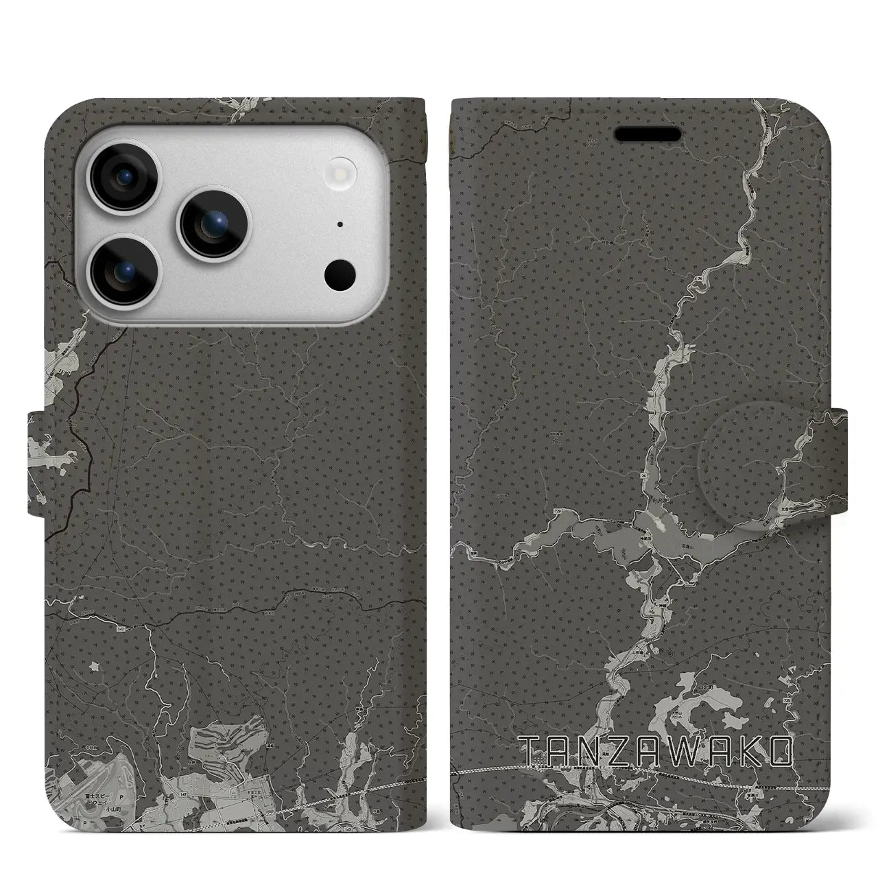 【丹沢湖（神奈川県）】地図柄iPhoneケース（手帳タイプ）