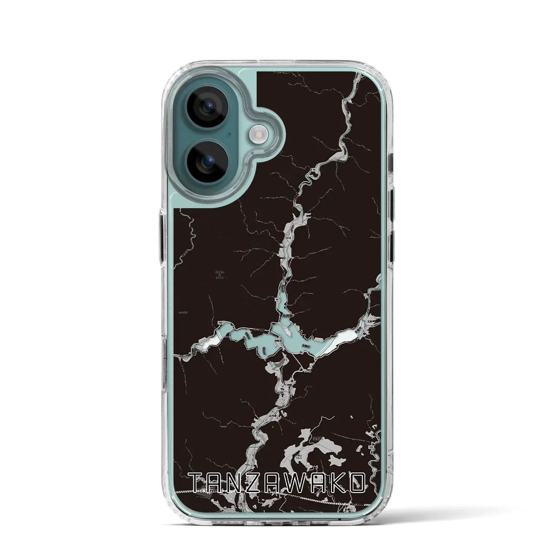 【丹沢湖(神奈川県)】地図柄iPhoneケース(MagSafeタイプ)モノトーン・iPhone 16 Pro 用