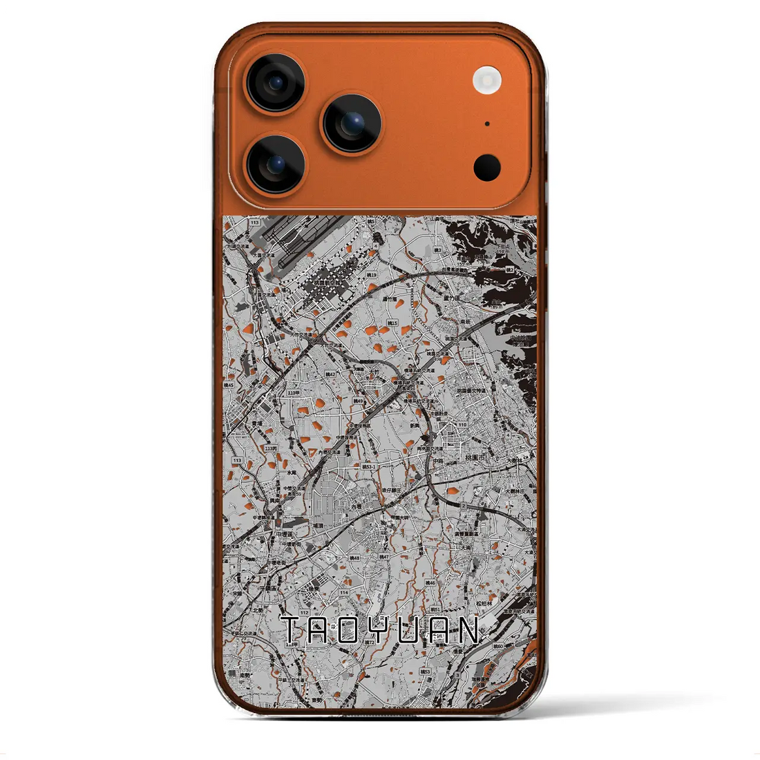 【桃園(台湾)】地図柄iPhoneケース(クリアタイプ)モノトーン・iPhone 17 Pro Max 用