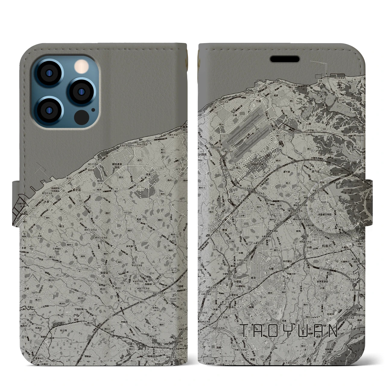 【桃園（台湾）】地図柄iPhoneケース（手帳タイプ）