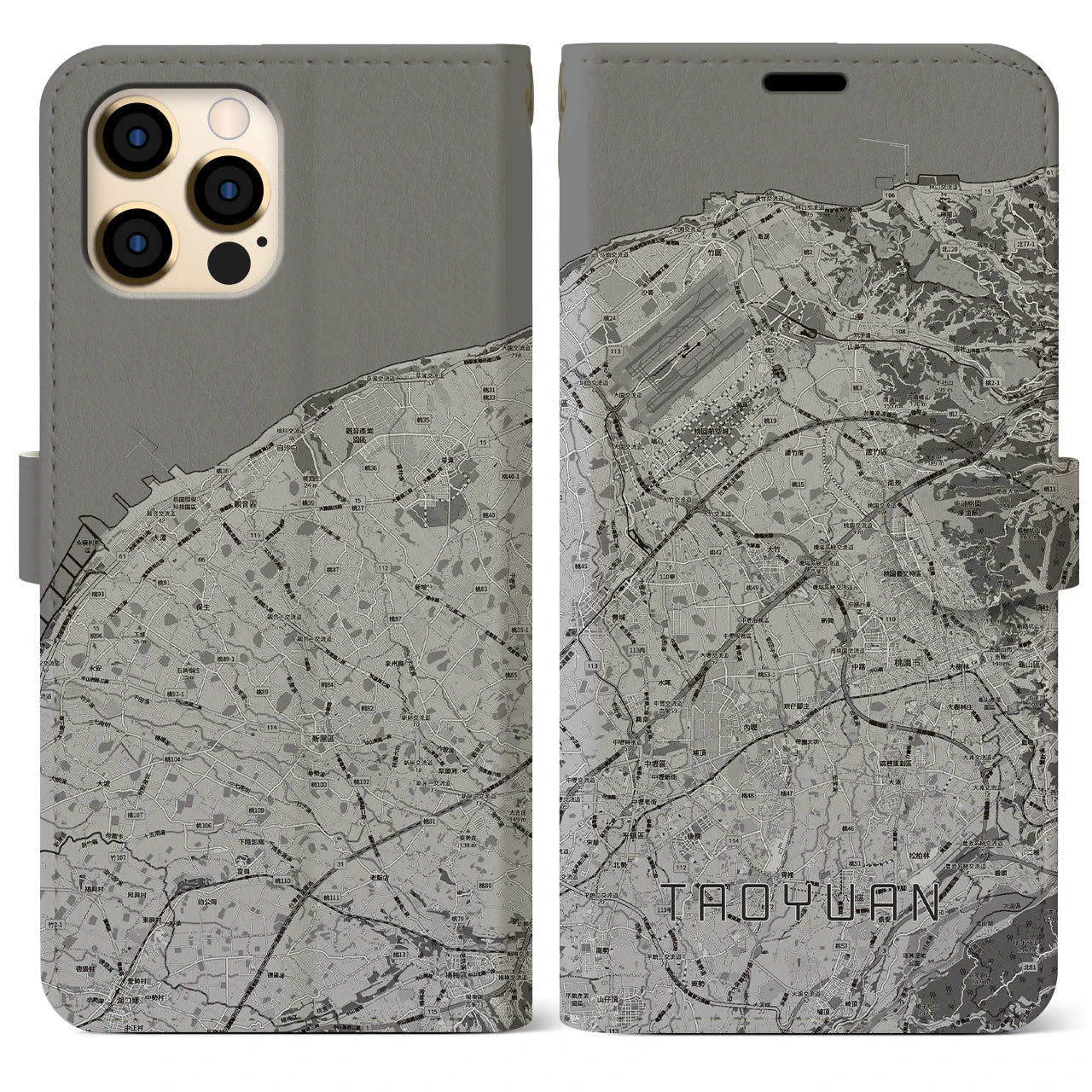 【桃園（台湾）】地図柄iPhoneケース（手帳タイプ）