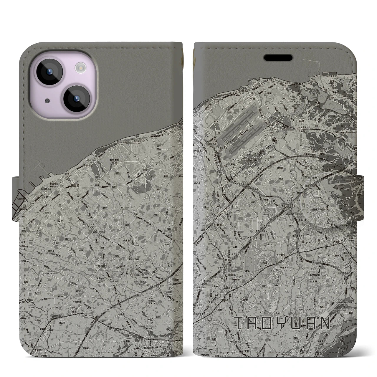 【桃園（台湾）】地図柄iPhoneケース（手帳タイプ）