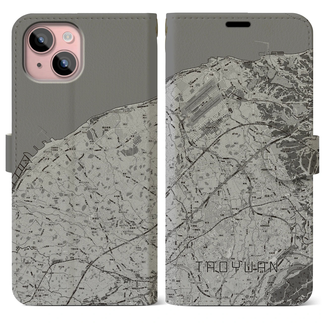 【桃園（台湾）】地図柄iPhoneケース（手帳タイプ）