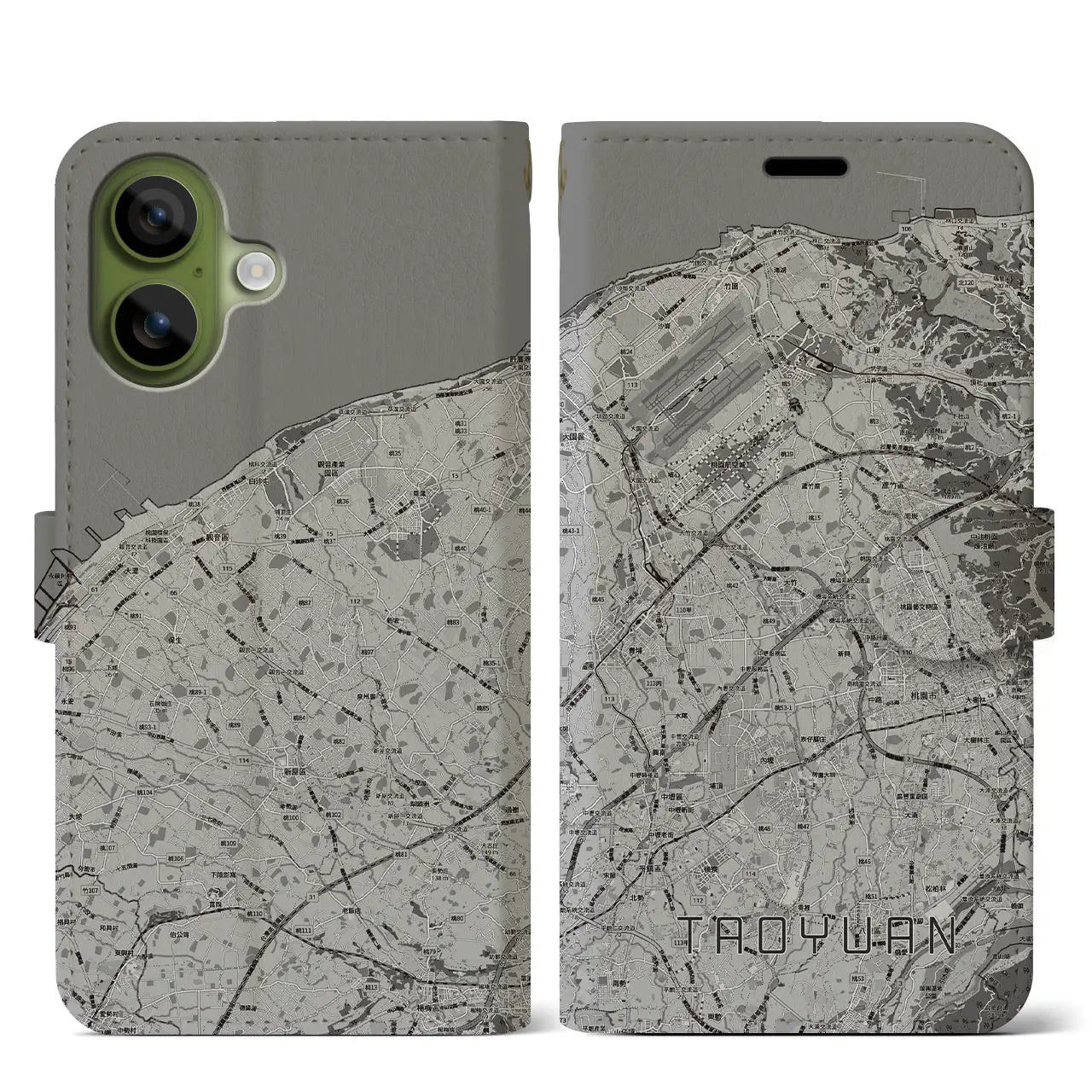 【桃園（台湾）】地図柄iPhoneケース（手帳タイプ）