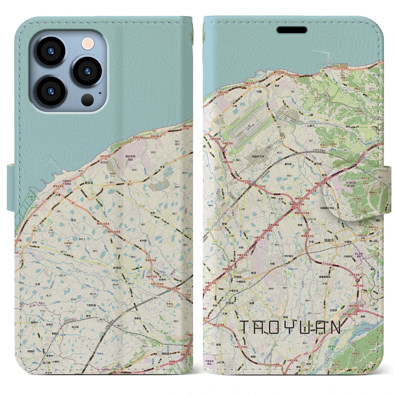 【桃園（台湾）】地図柄iPhoneケース（手帳タイプ）
