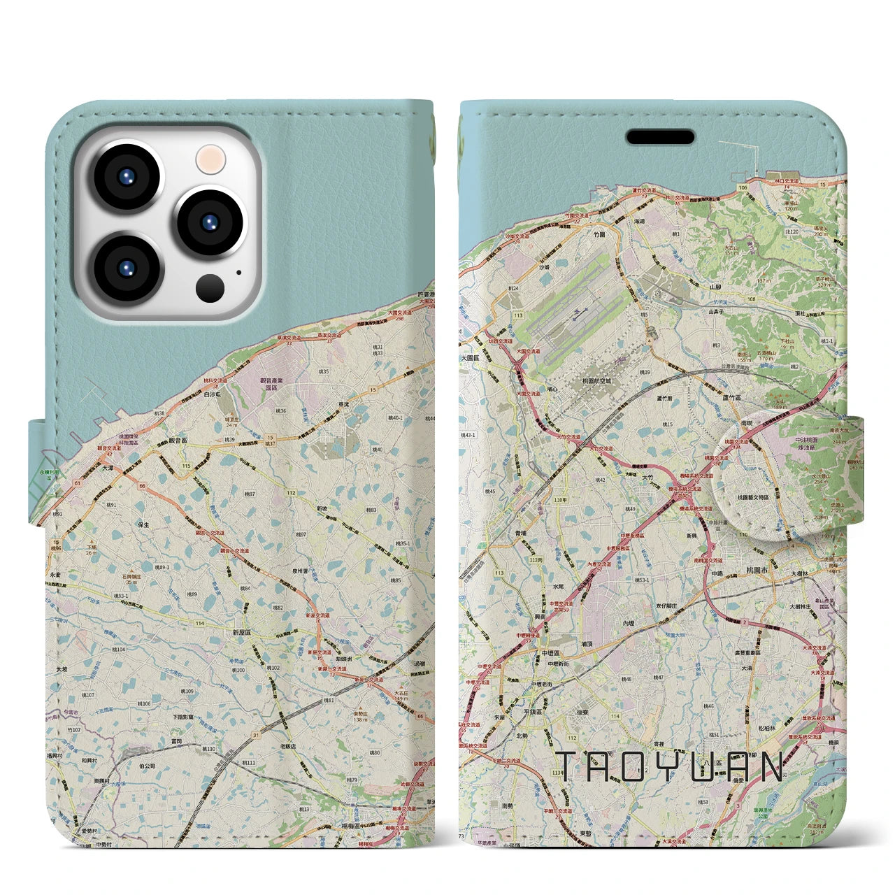 【桃園（台湾）】地図柄iPhoneケース（手帳タイプ）