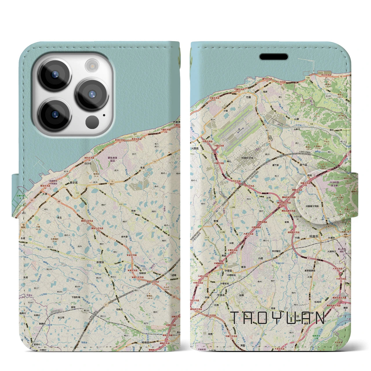 【桃園（台湾）】地図柄iPhoneケース（手帳タイプ）