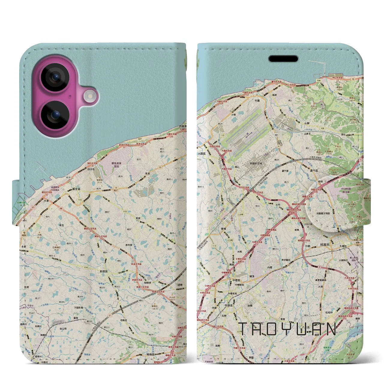 【桃園（台湾）】地図柄iPhoneケース（手帳タイプ）