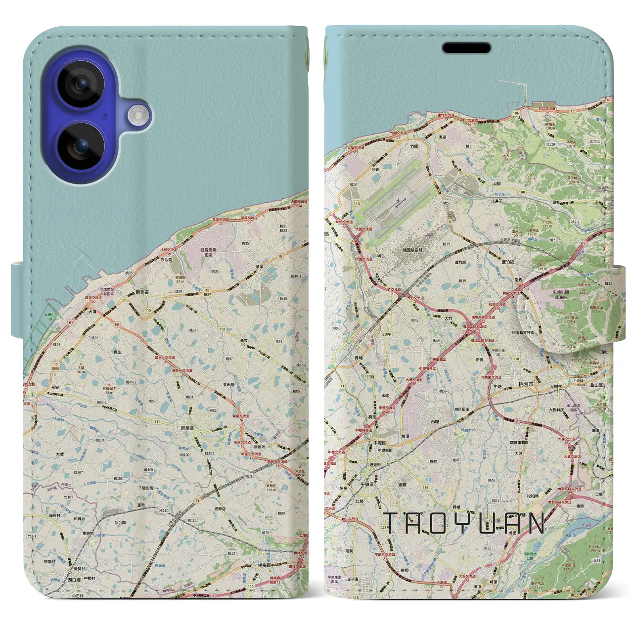 【桃園（台湾）】地図柄iPhoneケース（手帳タイプ）