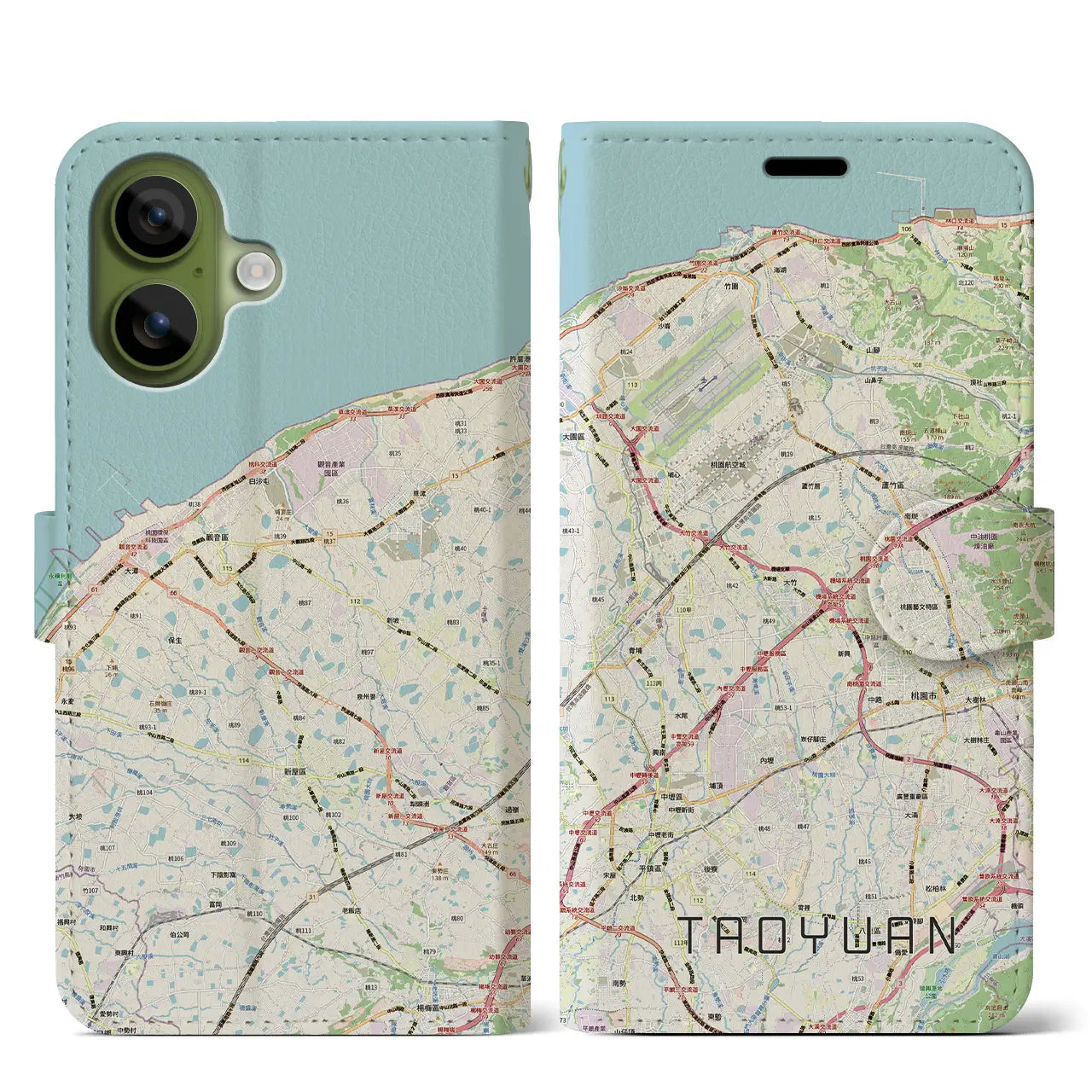 【桃園（台湾）】地図柄iPhoneケース（手帳タイプ）モノトーン・iPhone 17 Pro Max 用