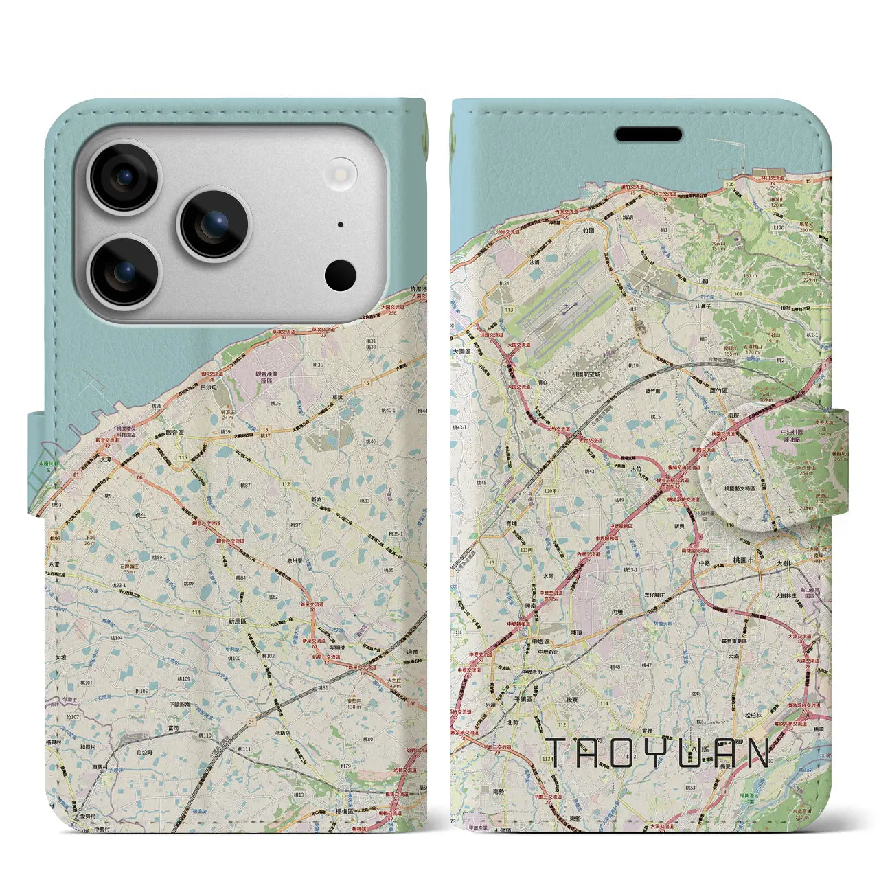 【桃園（台湾）】地図柄iPhoneケース（手帳タイプ）