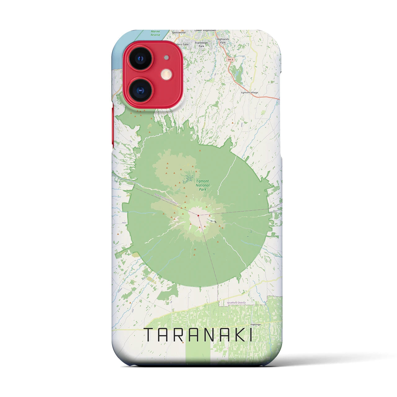 【タラナキ山（ニュージーランド）】地図柄iPhoneケース（バックカバータイプ）ナチュラル・iPhone 11 用