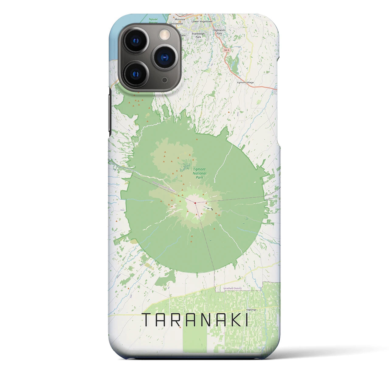 【タラナキ山（ニュージーランド）】地図柄iPhoneケース（バックカバータイプ）ナチュラル・iPhone 11 Pro Max 用