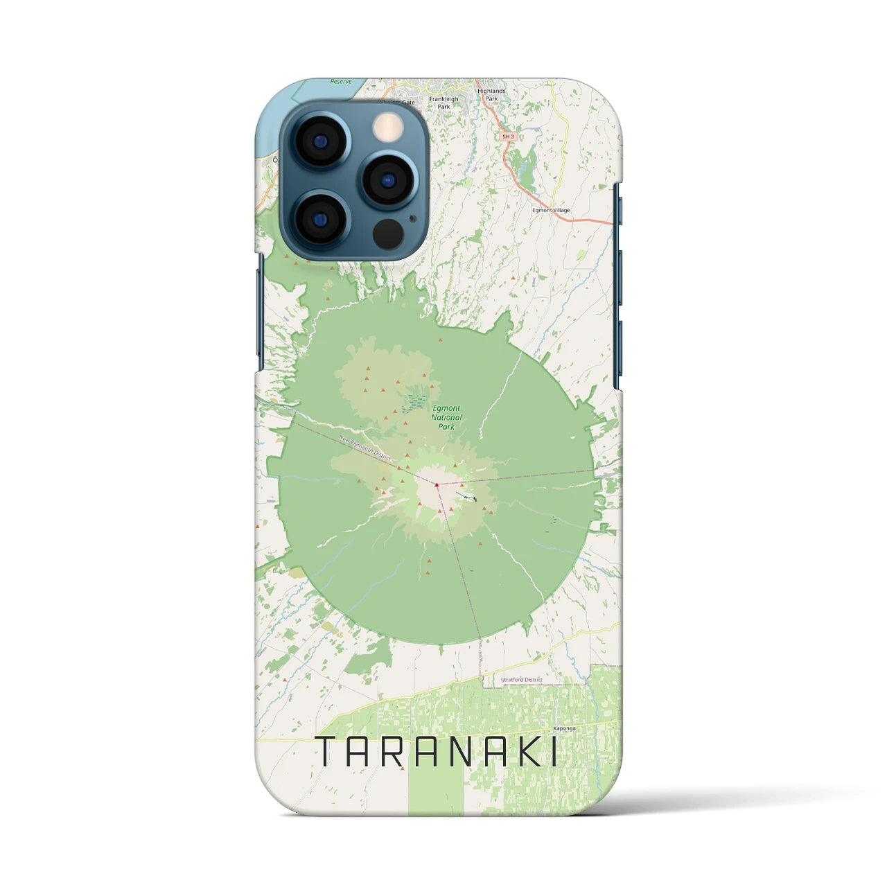 【タラナキ山（ニュージーランド）】地図柄iPhoneケース（バックカバータイプ）ナチュラル・iPhone 12 / 12 Pro 用