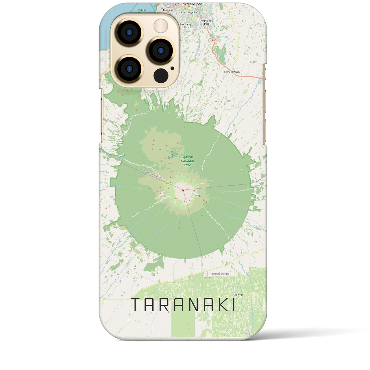 【タラナキ山（ニュージーランド）】地図柄iPhoneケース（バックカバータイプ）ナチュラル・iPhone 12 Pro Max 用