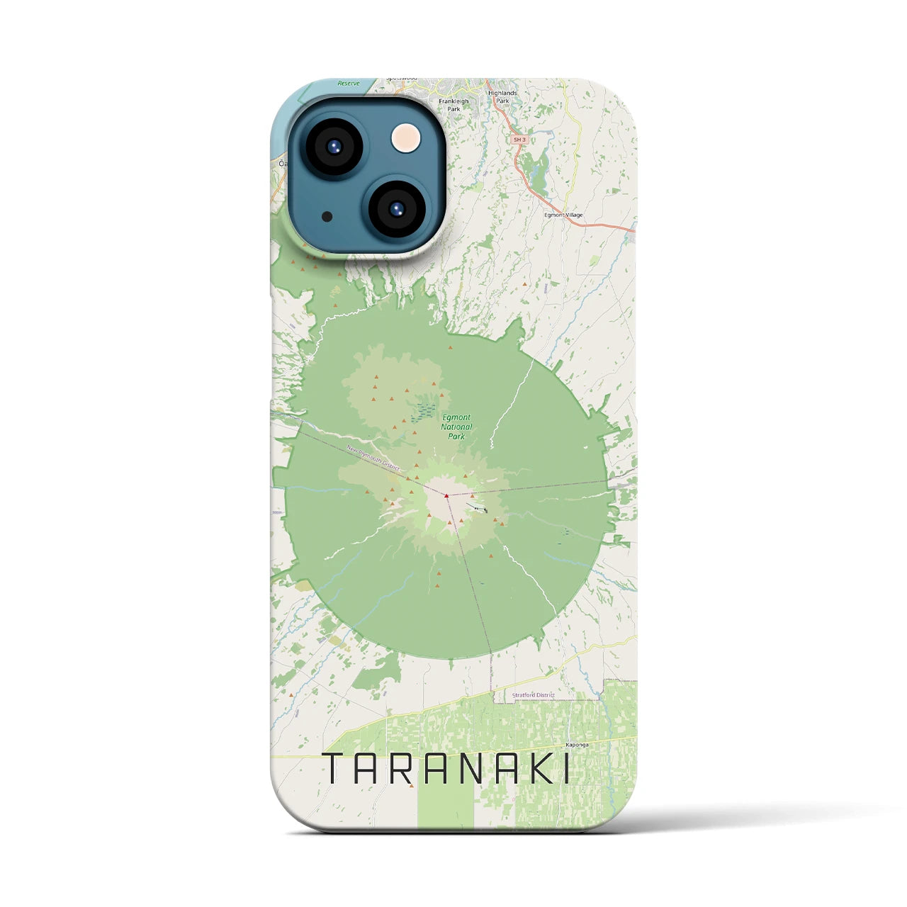 【タラナキ山（ニュージーランド）】地図柄iPhoneケース（バックカバータイプ）ナチュラル・iPhone 13 用