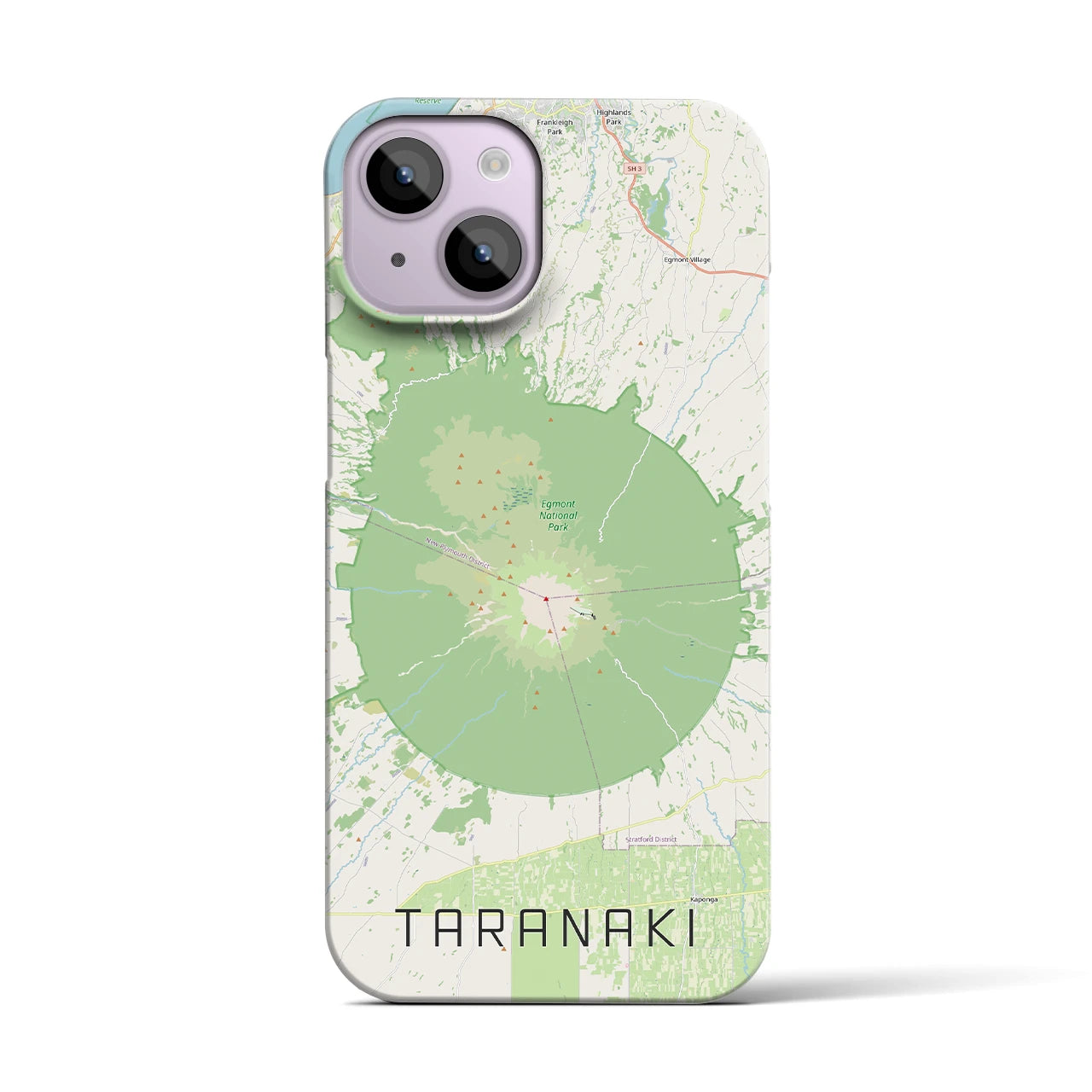 【タラナキ山（ニュージーランド）】地図柄iPhoneケース（バックカバータイプ）ナチュラル・iPhone 14 用