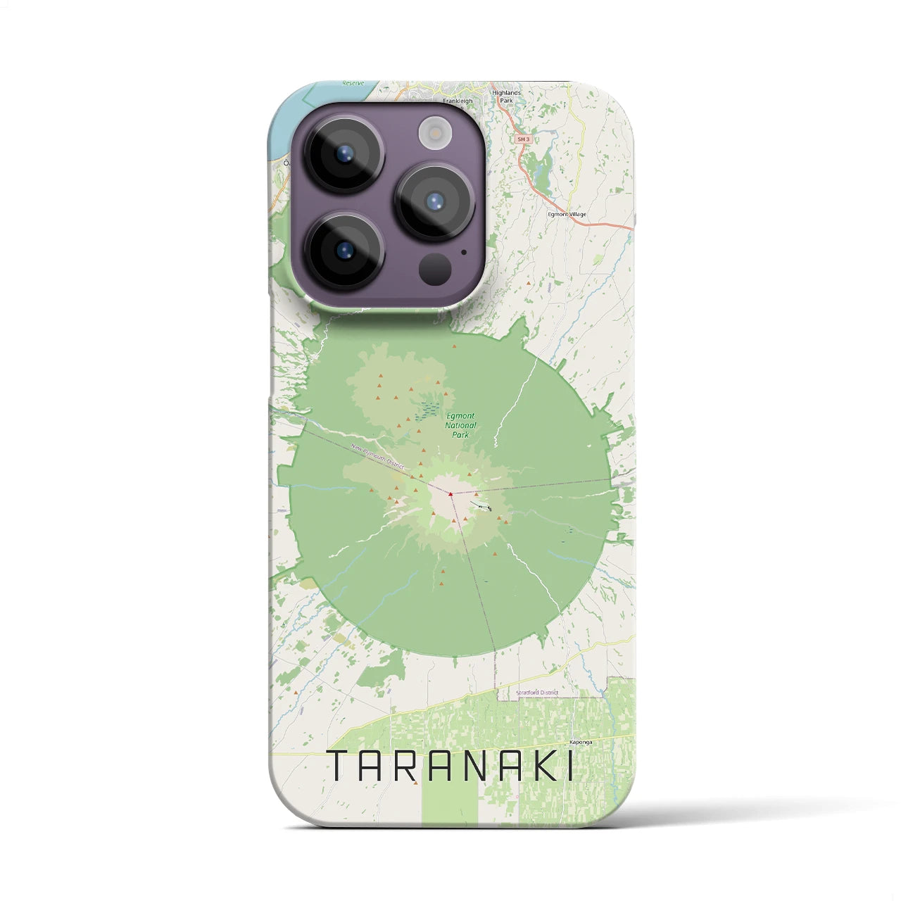 【タラナキ山（ニュージーランド）】地図柄iPhoneケース（バックカバータイプ）ナチュラル・iPhone 14 Pro 用