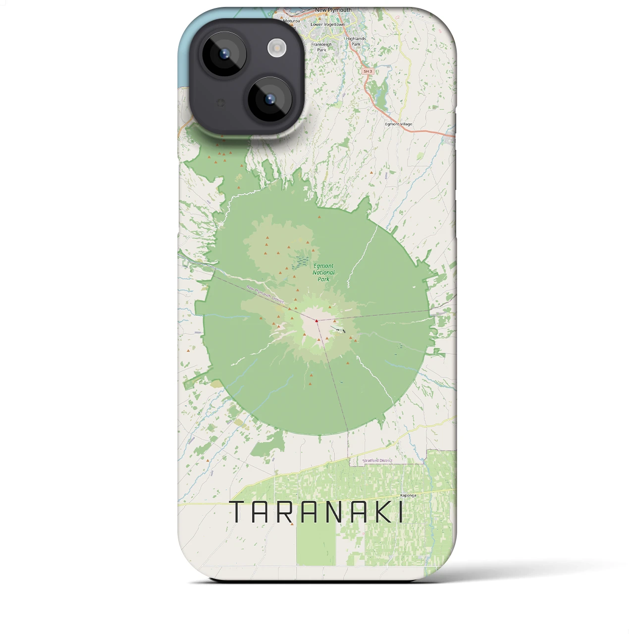 【タラナキ山（ニュージーランド）】地図柄iPhoneケース（バックカバータイプ）ナチュラル・iPhone 14 Plus 用