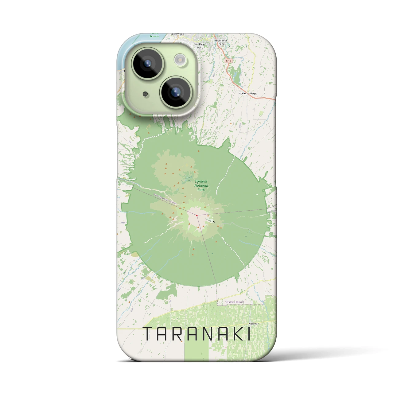 【タラナキ山（ニュージーランド）】地図柄iPhoneケース（バックカバータイプ）ナチュラル・iPhone 15 用