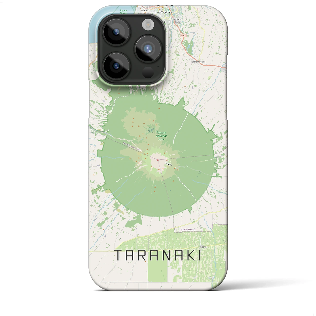 【タラナキ山（ニュージーランド）】地図柄iPhoneケース（バックカバータイプ）ナチュラル・iPhone 15 Pro Max 用